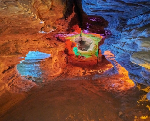 Laurel Caverns Colorfully Lit Passage